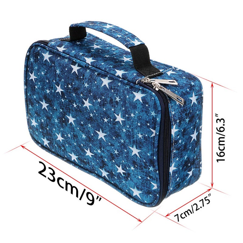 BTSKY Zipper Pens Pencil Case with Pattern-Multi-functional Stationery Pencil Pouch 36 Large Stretchy Slots for 72 Colored Pencils(Star Blue) - Image 3